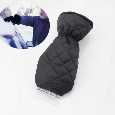 Promotional convenient durable effective plastic car ice scraper glove transparent ice snow shovel